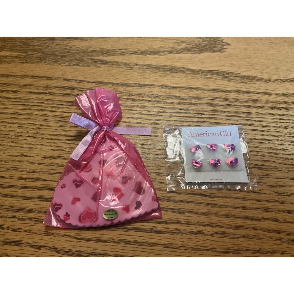 2001 American Girl Doll Valentine Party Outfit accessory Heart Earrings Gift Bag